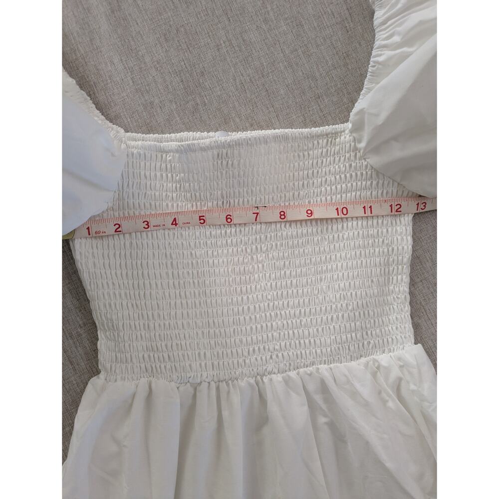 Petal & Pup White Smocked Midi Dress Puff Sleeve Tiered A-Line Sun Dress NWT - Picture 4 of 9